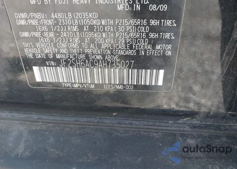 2010 Subaru Forester 2.5X z USA, uszkodzony, nr VIN JF2SH6AC9AH735027